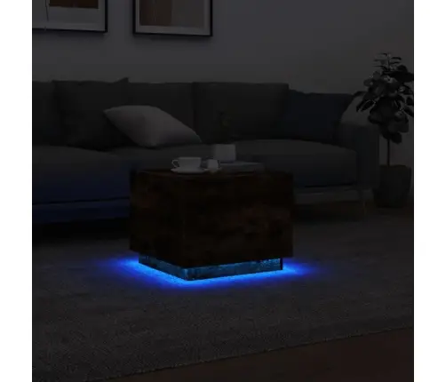 Kohvilaud Led-Tuledega, Suitsutatud Tamm, 50X50X40 Cm