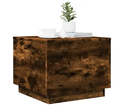 Kohvilaud Led-Tuledega, Suitsutatud Tamm, 50X50X40 Cm