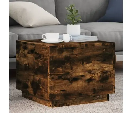 Kohvilaud Led-Tuledega, Suitsutatud Tamm, 50X50X40 Cm