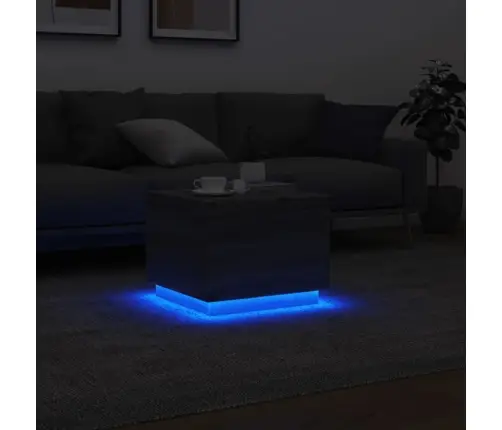 Kafijas Galdiņš Ar Led, Pelēka Ozola, 50X50X40 Cm Vidaxl