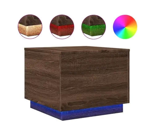 Kafijas Galdiņš Ar Led, Brūna Ozola, 50X50X40 Cm Vidaxl