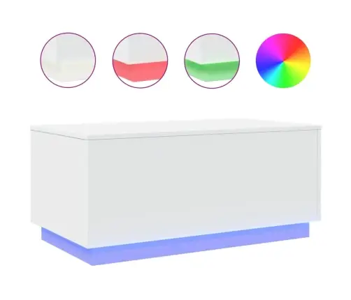 Kavos Staliukas Su Led Lemputėmis, Baltos Spalvos, 90X50X40Cm