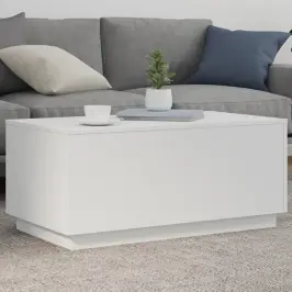 Kafijas Galdiņš Ar Led, Balts, 90X50X40 Cm Vidaxl