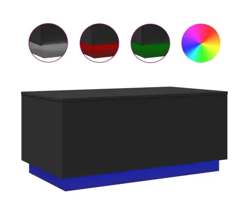 Kafijas Galdiņš Ar Led, Melns, 90X50X40 Cm Vidaxl