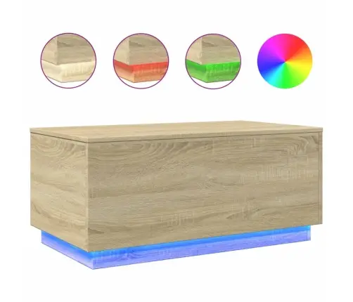 Kafijas Galdiņš Ar Led, Ozolkoka, 90X50X40 Cm Vidaxl