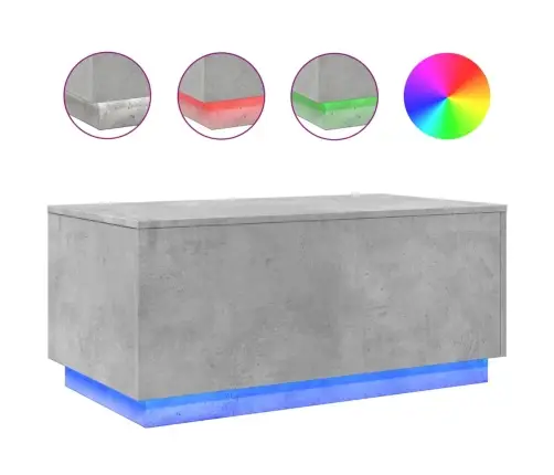 Kafijas Galdiņš Ar Led, Betona Pelēks, 90X50X40 Cm Vidaxl