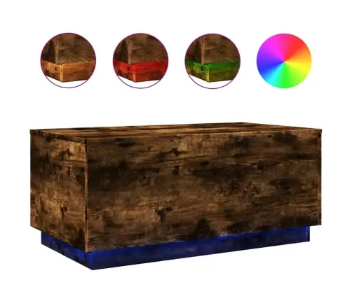 Led-Tuledega Kohvilaud, Suitsutatud Tamm, 90X50X40 Cm