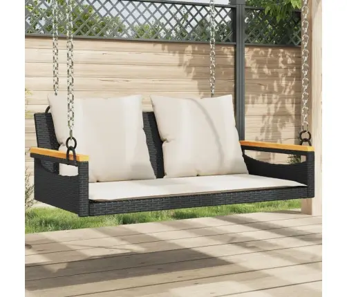 Šūpoļu Sols Ar Spilveniem, Melns, 109X62X40 Cm, Pe Rotangpalma Vidaxl Šūpoļu Sols Ar Spilveniem, Melns, 109X62X40 Cm, Pe Rotangpalma Vidaxl