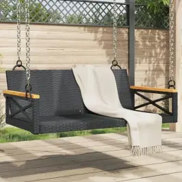 Šūpoļkrēsls, Melns, 109X62X40 Cm, Pe Rotangpalma Vidaxl
