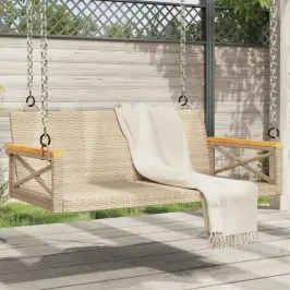 Šūpoļkrēsls, Bēšs, 109X62X40 Cm, Pe Rotangpalma Vidaxl