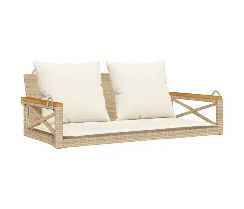 Šūpoļu Sols Ar Spilveniem, Bēšs, 109X62X40 Cm, Pe Rotangpalma Vidaxl