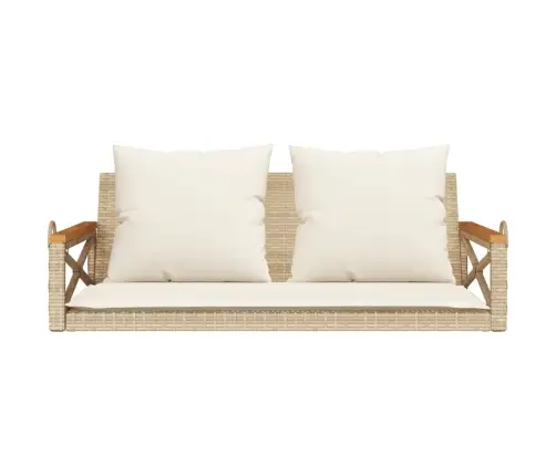 Šūpoļu Sols Ar Spilveniem, Bēšs, 109X62X40 Cm, Pe Rotangpalma Vidaxl