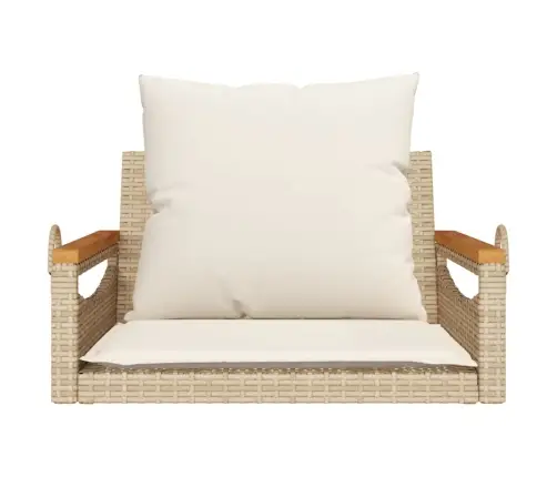 Šūpoļu Sols Ar Spilveniem, Bēšs, 63X62X40 Cm, Pe Rotangpalma Vidaxl