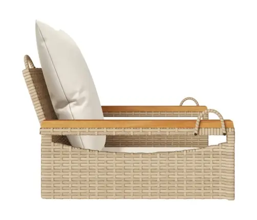 Šūpoļu Sols Ar Spilveniem, Bēšs, 63X62X40 Cm, Pe Rotangpalma Vidaxl