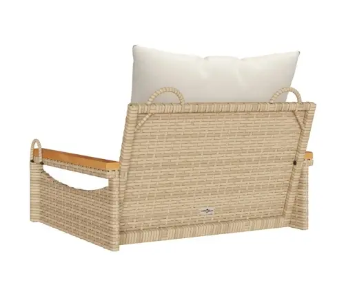 Šūpoļu Sols Ar Spilveniem, Bēšs, 63X62X40 Cm, Pe Rotangpalma Vidaxl