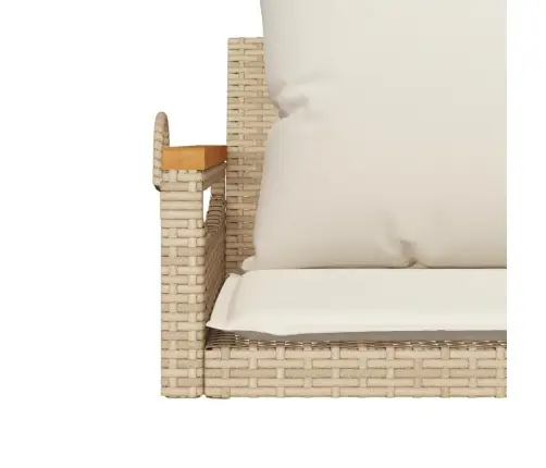 Šūpoļu Sols Ar Spilveniem, Bēšs, 63X62X40 Cm, Pe Rotangpalma Vidaxl