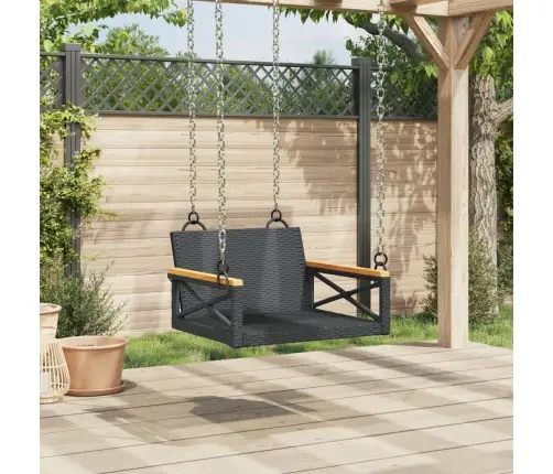 Šūpoļu Sols Ar Spilveniem, Melns, 63X62X40 Cm, Pe Rotangpalma Vidaxl