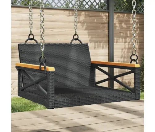 Šūpoļu Sols Ar Spilveniem, Melns, 63X62X40 Cm, Pe Rotangpalma Vidaxl