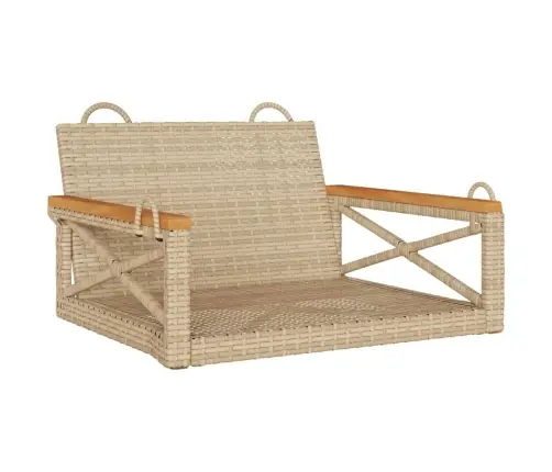 Šūpoļu Sols Ar Spilveniem, Bēšs, 63X62X40 Cm, Pe Rotangpalma Vidaxl