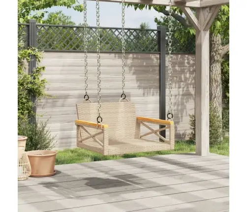 Šūpoļu Sols Ar Spilveniem, Bēšs, 63X62X40 Cm, Pe Rotangpalma Vidaxl