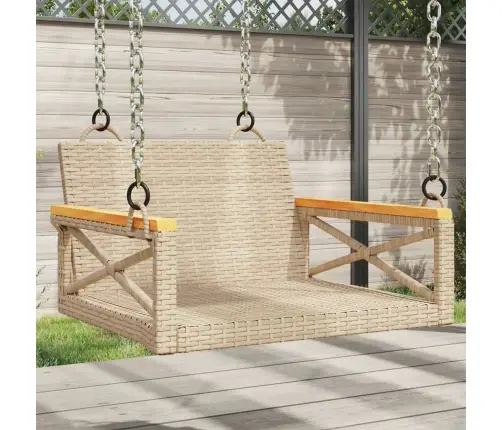 Šūpoļu Sols Ar Spilveniem, Bēšs, 63X62X40 Cm, Pe Rotangpalma Vidaxl