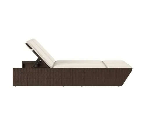 Kahekohaline Päevitustool Istmepatjadega, Pruun, Polürotang