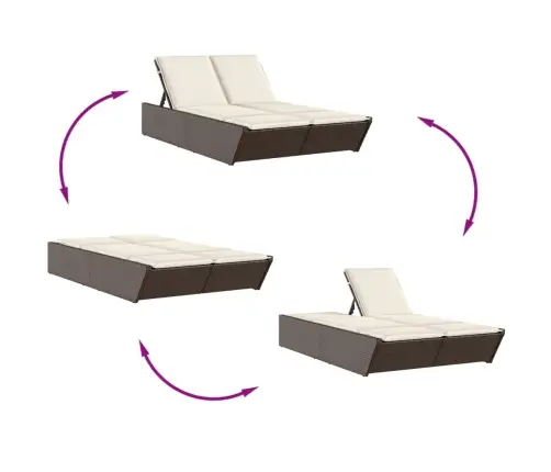 Kahekohaline Päevitustool Istmepatjadega, Pruun, Polürotang