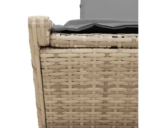 Divvietīgs Sauļošanās Krēsls Ar Matračiem, Bēša Pe Rotangpalma Vidaxl