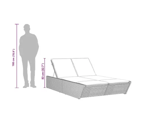 Divvietīgs Sauļošanās Krēsls Ar Matračiem, Bēša Pe Rotangpalma Vidaxl