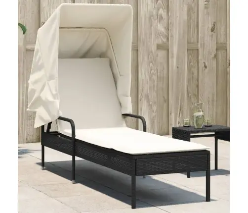 Sauļošanās Zvilnis Ar Jumtiņu, Melna Pe Rotangpalma Vidaxl Sauļošanās Zvilnis Ar Jumtiņu, Melna Pe Rotangpalma Vidaxl