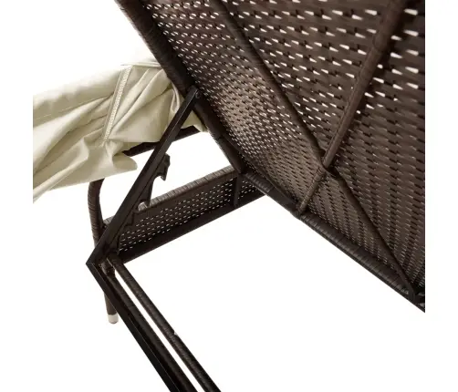 Päevitustool Koos Varikatusega, Pruun, Polürotang