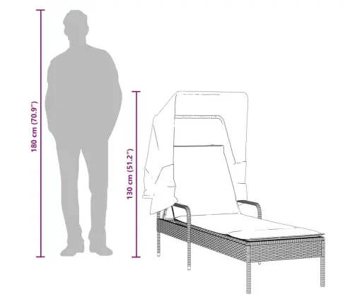 Päevitustool Koos Varikatusega, Pruun, Polürotang
