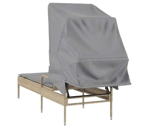 Sauļošanās Zvilnis Ar Jumtiņu, Bēšs Pe Rotangpalma Vidaxl