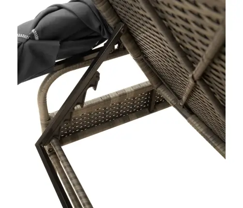 Sauļošanās Zvilnis Ar Jumtiņu Un Galdu, Pelēka Pe Rotangpalma Vidaxl