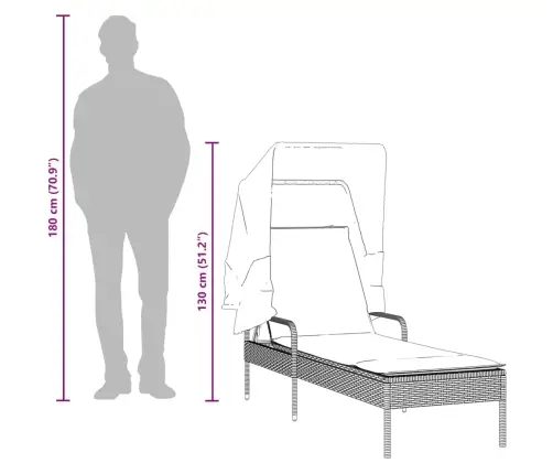 Päevitustool Koos Varikatuse Ja Lauaga, Beež, Polürotang