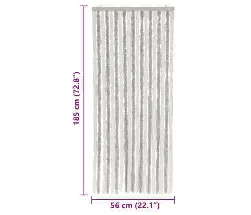 Kukaiņu Aizkars, Gaiši Pelēks Un Balts, 56X185 Cm, Šenils Vidaxl