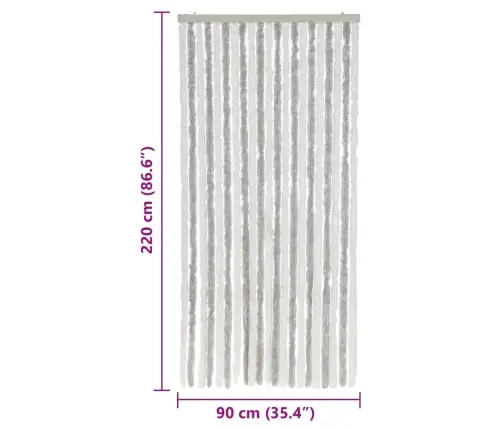 Užuolaida Nuo Musių, Šviesiai Pilka Ir Balta, 90X220cm Šenilis