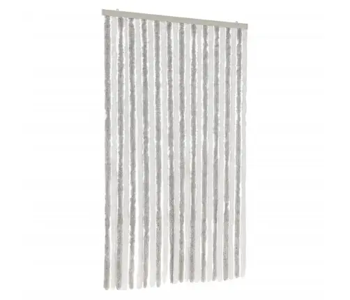 Kukaiņu Aizkars, Gaiši Pelēks Un Balts, 100X200 Cm, Šenils Vidaxl