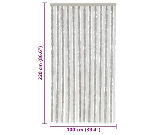 Užuolaida Nuo Musių, Šviesiai Pilka/Balta, 100X220cm Šenilis