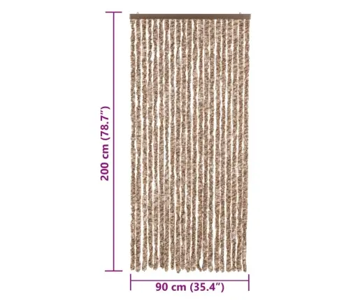 Kukaiņu Aizkars, Bēšs Un Tumši Brūns, 90X200 Cm, Šenils Vidaxl