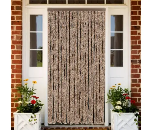 Kukaiņu Aizkars, Bēšs Un Tumši Brūns, 90X200 Cm, Šenils Vidaxl
