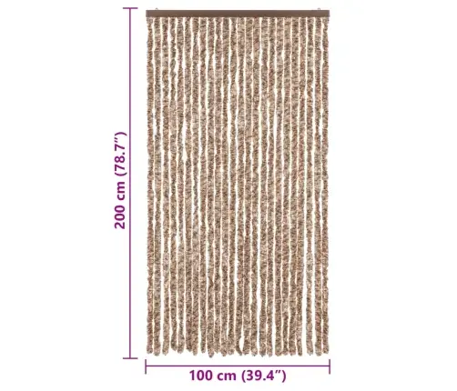 Kukaiņu Aizkars, Bēšs Un Tumši Brūns, 100X200 Cm, Šenils Vidaxl