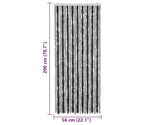 Kukaiņu Aizkars, Pelēki Un Melni, 56X200 Cm, Šenils Vidaxl