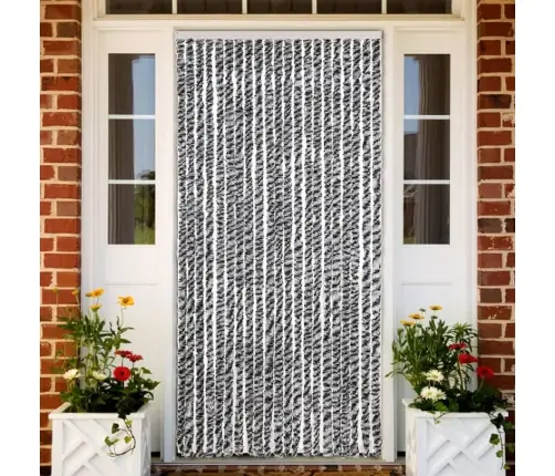 Kukaiņu Aizkars, 90X220 Cm, Melns Un Balts Šenils Vidaxl