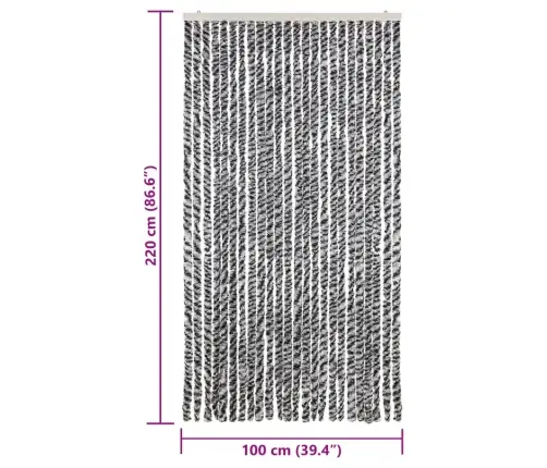 Putukakardin, Hall/Must/Valge, 100 X 220 cm Šenill