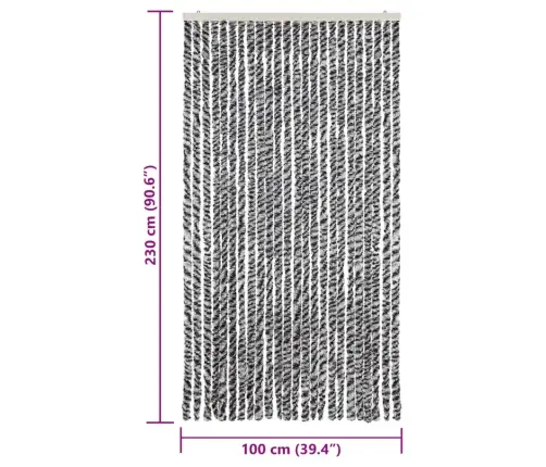 Kukaiņu Aizkars, 100X230 Cm, Melns Un Balts Šenils Vidaxl