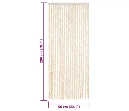 Kukaiņu Aizkars, Bēšs Un Balts, 56X200 Cm, Šenils Vidaxl