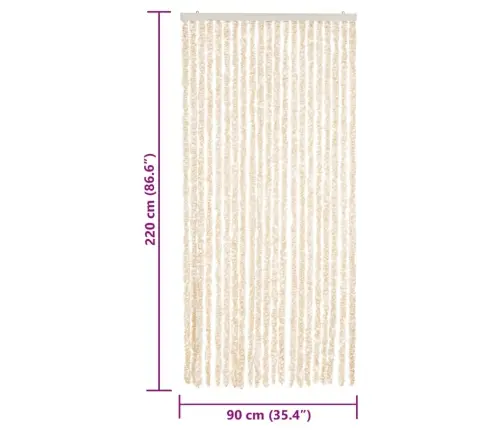 Kukaiņu Aizkars, Bēšs Un Balts, 90X220 Cm, Šenils Vidaxl