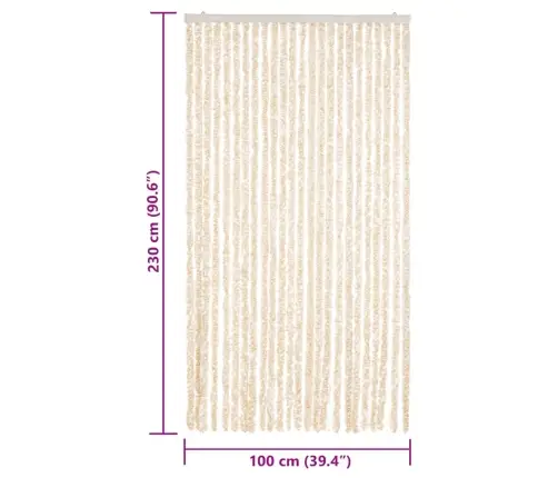 Kukaiņu Aizkars, Bēšs Un Balts, 100X230 Cm, Šenils Vidaxl