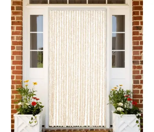 Kukaiņu Aizkars, Bēšs Un Balts, 100X230 Cm, Šenils Vidaxl